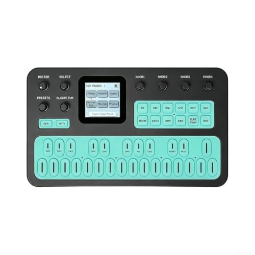 FM Synthesizer 27 Key 12 Polyphony Portable Mini Synth(FM-1 Black-Green)
