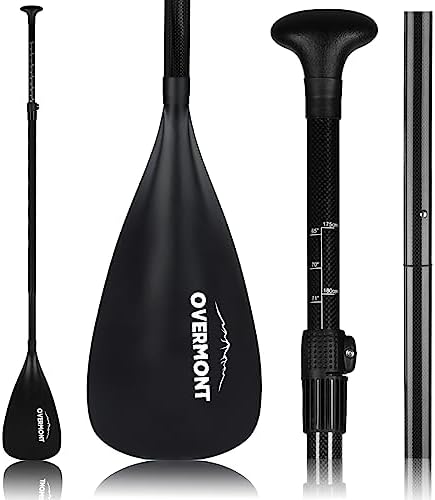 Overmont SUP Paddle Carbon Fiber - 3 Piece Adjustable Stand Up Paddleboard Paddle - Lightweight Adjustable Durable Paddle Oar
