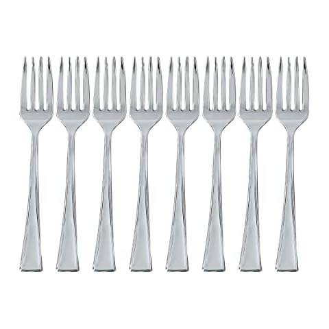 Zappy 100 Silver Mini Forks 3.75" Tiny Plastic Forks Small Fork, Dessert Fork or Cocktail Fork Disposable Plastic Forks Mini Taster Forks Or Tasting Forks Pickle Fork Appetizer Forks Silver Fork Cover