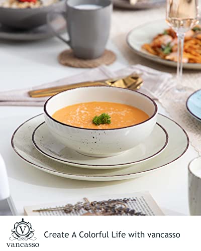 Vancasso Navia Ceramic Dinnerware Set, 48 Pieces Stoneware Spray Spot Patterned Service Dish With Dinner Plates, Salad Plates, Bowls, Mugs - Multi #TOP4