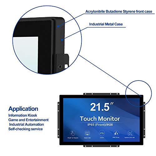 Image of GreenTouch 21.5 inch 10 Points Touch Front IK08 /IP65 Open Frame Touch Monitor Desktop or Wall Mountable Multi Point Touch 1920x1080