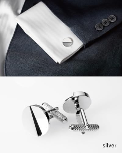 Image of [TAVARAT] Cufflinks for Men cuff links mens classic round shape Black Silver Light Gold Tps-177