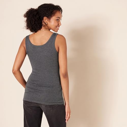 Image of Amazon Essentials Women's Slim-Fit Ribbed Scoop Neck Tank Tops, Pack of 2