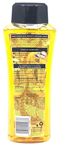 Gliss Hair Repair - Oil Nutritive for Hair Prone to Split Ends - Shampoo & Conditioner Set - Net Wt. 13.6 FL OZ (400 mL) Per Bottle - One Set