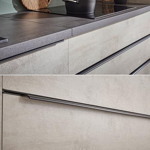 Stella Trading Sanibel Moderner Küchenunterschrank in Chromix Weiß, Chromix Anthrazit FSC-Zertifiziert - Geräumiger Unterschrank Küche mit Sitzgelegenheit - 110 x 94 x 60 cm (B/H/T)