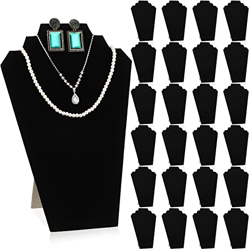 Kigeli 24 Pcs Black Velvet Necklace Display 12.4 Inch Jewelry Display Stand for Selling Tall Necklace Bust Stand Collapsible Jewelry Holder for Store Showcase Organizer Ornament