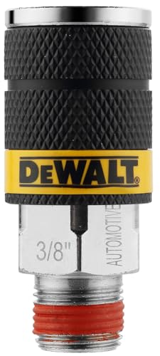 DEWALT 3/8-Inch Body Automotive Air Coupler with 3/8-Inch MNPT: High-Flow 6-Ball Design, 300 PSI