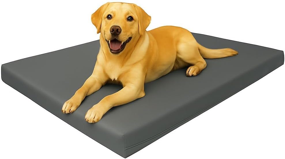 PARADISE STAR Dog Bed Waterproof & Washable Large Dog Pillow Bed 70x95x5cm With Removable Zip Cover Anti-Slip Soft Bonded Fibre Fill Pet Beds & Mattress Mat For Dogs Crate (Grey)