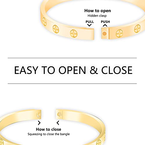 Friendship Love Bracelet for Women - 18K Gold Plated Titanium Steel Cuff Bangle | Cubic Zirconia Jewelry Gift, Simple & Durable Everyday Wear (S/M/L Size)3