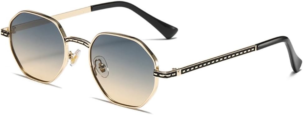 retro Polygonal hexagonal metal sunglasses women men outdoor driving shades uv400