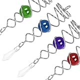 4PCS Gazing Ball Spiral Tail Wind Spinner Stabilizer,4.5 Inch Stainless Steel Glass Ball with Hanging Swivel Hook for Outdoor Garden Wind Spinner Catcher Decorations(Blue,Red,Green,Purple) (a)