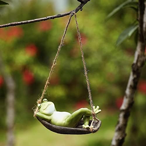 Gihaoom Cute Hanging Hammock Fairy Animal Frog Statue Home Garden Decor Gardening Sculpture Figurine Gifts Decorations Ornaments for Garden Yard Indoor Outdoor