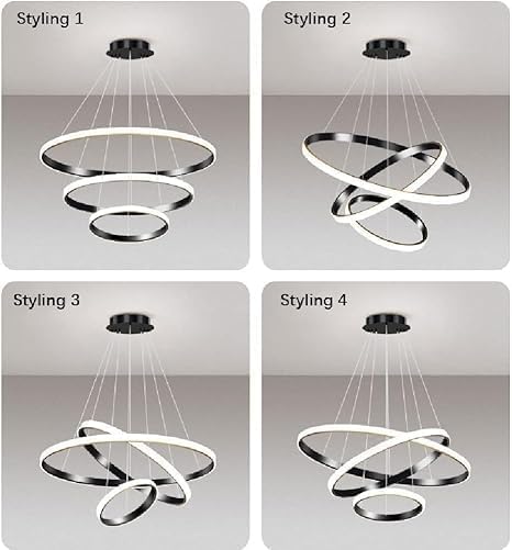 Image of Carsten Modern 3 Rings Chandelier /Jhumar Light for Hall Ceiling /Jhoomer for Living Room /Hanging Pendant Lamp with Adjustable Height for Bedroom /Dining Room /Hotels /Bar /Cafe /Restaurants. (Golden)