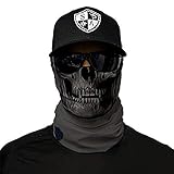 SA Fishing Face Shields ** 40+ Designs verfügbar ** Qualitäts Bandana / Multifunktionstuch / Schlauchtuch / Halstuch aus Stoff & SPF 40 - Face Masks von SA Company, Grey Skull
