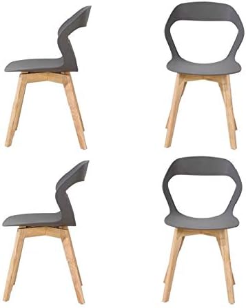 Simple y moderna silla de diseño con respaldo de plástico de estilo nórdico, para el hogar, comedor, dormitorio, cocina, hotel, sala de reuniones, restaurante, juego de 4 piezas, gris