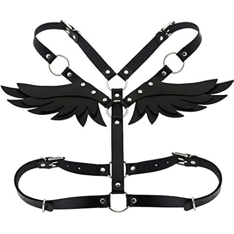FM FM42 Black O Ring Waist Belt Body Caged Harness with Angel Wings PN2670 Cover