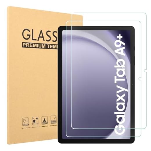 Caweet Protetor de tela para Samsung Galaxy Tab A9+ / A9 Plus 28 cm lançado em 2023, protetor de filme de vidro temperado HD de dureza 9H, pacote com 2