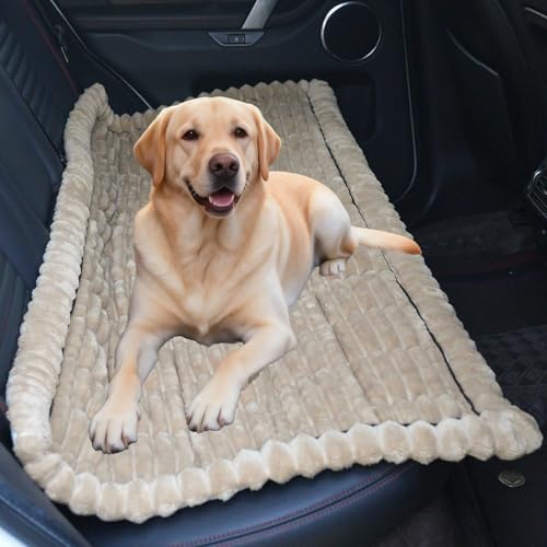 Dog Car Seat Waterproof Bed Cover Non-Slip Car Back Seat Soft and Comfortabl Pet Bed Mat Car Blanket for Travel Backseat Extender Seat Covers Dog Bed for Cars Trucks and SUVs (Brown Cover 23.6 x 51)