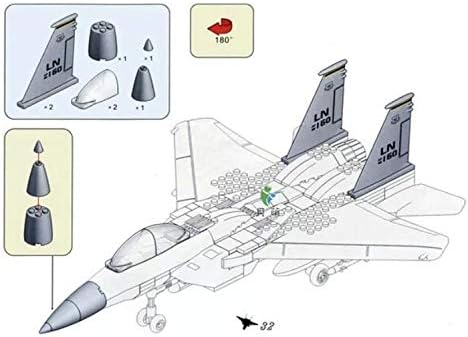 General Jim's F-15 Eagle Fighter Jet Building Blocks Set, 1:48 Scale Military Aircraft Model, 262 Pieces, Twin-Tail Jet with Landing Gear and Cockpit Toys & Bricks