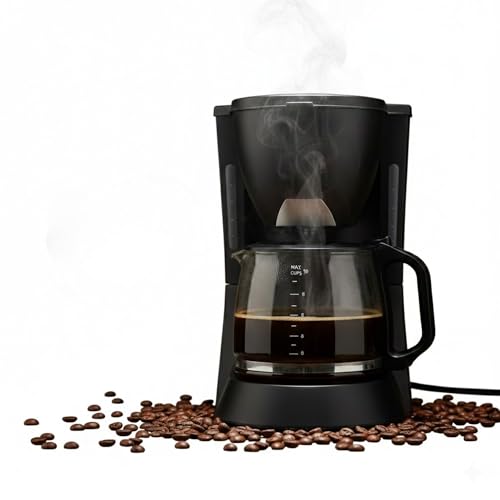 Image of 𝓓rumstone Drip Coffee Maker, 10 Cup Capacity, Black Coffee Machine with Glass Carafe & Easy Grip Handle, Auto Brew Function, Keep Warm Plate, Anti-Drip System for Home & Office Use