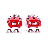 Power Stop Rear S3414 Pair of High-Temp Red Powder Coated Calipers For Audi A4 2005-2009, Audi A4 Quattro 2005-2009 [Model Specific]