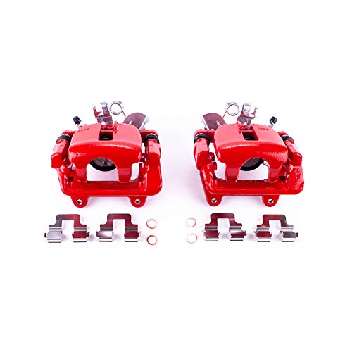 PowerStop Rear Red Powder Coated Brake Caliper Pair For Audi A4 2005-09 | Audi A4 Quattro 2005-09 - High Temp Brake Caliper Upgrade, S3414