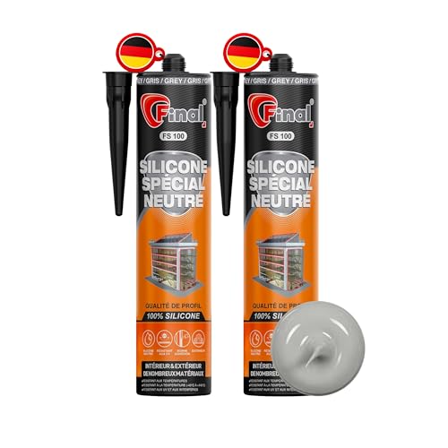 FINAL Silikon Neutral Grau Allwetter-Dichtstoff für Bad Küche Fliesen Fugen & Wohnmobile UV- & witterungsbeständig starke Haftung 2 x 310ml Made in Germany