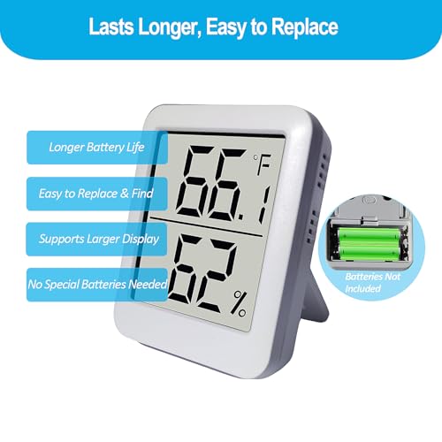 Image of Large Digital Reptile Thermometer and Humidity Gauge, Bearded Dragon Tank Accessories, Hygrometer for Leopard Geckos, Crested Geckos, Hermit Crabs, Ball Pythons