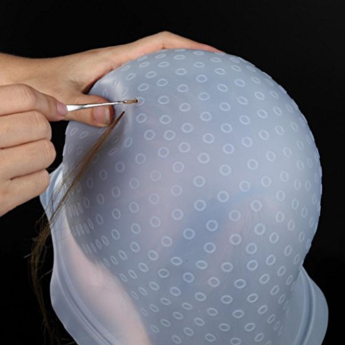 Highlight Caps With Coloring Hair Hook 2 Packs, Frosting Coloring Cap, Professional Salon Silicone Hairdressing Tools #TOP4