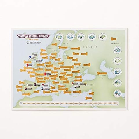 Scratch Off European Football Gift Grounds Map Poster - 59.4cm (w) x 42cm (h) Cover