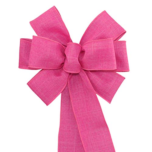 Hot Pink Rustic Wreath Bow - Spring Easter Bow by Package Perfect Bows – Made in USA (8 inch bow)