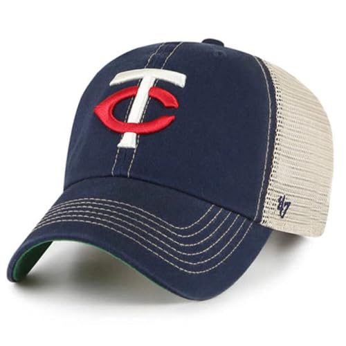 47 MLB Unisex-Adult Clean Up Trawler Trucker Adjustable Hat Cap - One Size (US Alpha One Size Minnesota Twins - Navy Minnesota Twins)