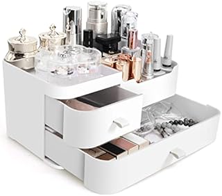 Macallen Makeup Organiser Make Up Storage, Cosmetic Organisers Make Up Storage Organizer Box - Cosmetic Storage Box Skincare Display Drawer Beauty Organizer for Bathroom Dresser Bedroom | White
