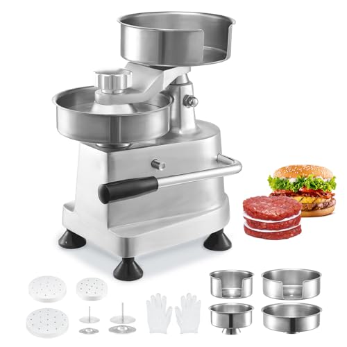 VEVOR Presse à Hamburger Commerciale 100/130/150 mm de Diamètre Machine à Burger Manuelle en INOX SUS304 Presse Steak Haché avec Poignée Ergonomique...