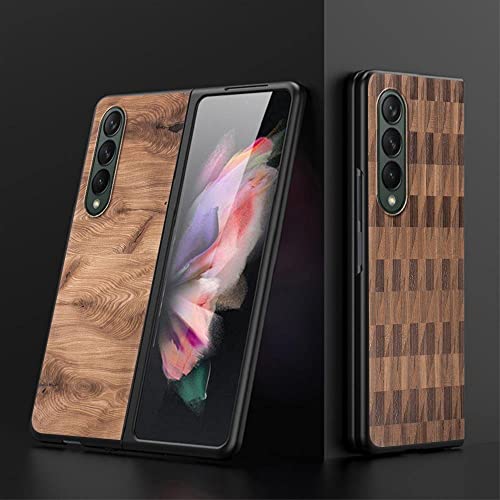 Coque Samsung Galaxy Z Fold 3 aspect bois noir rigide et chic