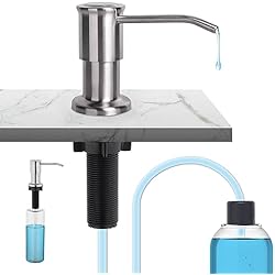 Dosificador Cocina Ikea Ibergrif, M34040A Dispensador de Jabón de Cocina Bajo Encimera, Dosificador Jabón Cocina con Botella de 500 ml y Tubo Silicona de Extensión de 1,0 m, Cepillado