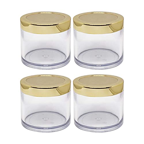 Image of Zenvista Cosmetic DIY Care Shan Plastic Jars,Capacity 100 gm, with Very Beautiful Gold Lids, for Lip Balms (100 gm, Pack of 4)