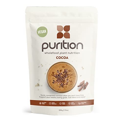 Purition Vegan Cocoa Large Bag | Premium Vegan High Protein Powder for Keto Shakes and Smoothies with Only Natural Ingredients for Weight Loss | 1 x 12 Meal Bag