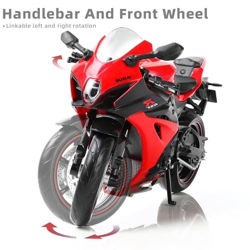 Risopen Motorrad Spielzeug für Kinder 1:12, Legierung Mini Motorcycle Modell Kompatibel für Suzuki GSX R1000R Motorrad Miniatur Nachbildung Geburtstag Geschenke für Motorradmodell Fans -Rot