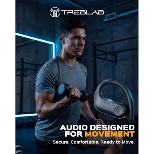 TREBLAB X3 Pro Sport Wireless Ear Buds Bluetooth,Workout Headphones 145H Long Battery Life with Secure Ear Hooks, Bluetooth 5.3 Over Ear Earbuds,Noise Isolation, IPX5 Sweatproof Earphones, 4 ENC Mics - Image 3