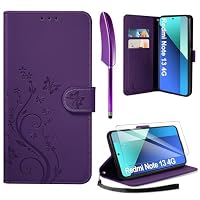 Étui Portefeuille QLTYPRI Pour Xiaomi Redmi Note 13 5G - Vintage Fin, Rabat Magnétique, Support, 2 Emplacements Cartes + Poche Argent