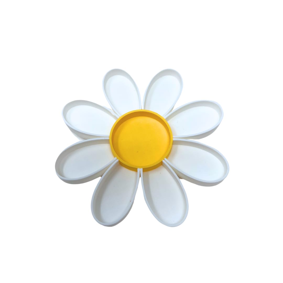 Vassoio per cibo con margherite e granchi, 9 divisori con design a margherita, ottimo piatto per terrari a granchio, lucertola o rana, prodotto negli Stati Uniti (margherita)