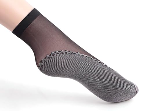 Image of Women's 20 Pairs Silky Anti-Slip Cotton Sole Sheer Ankle High Socks