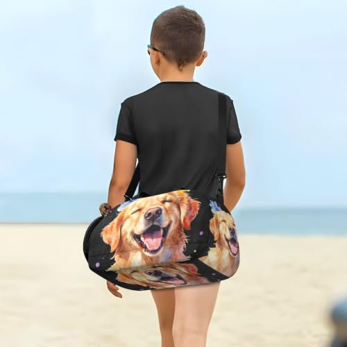 Bolsa de gran capacidad infantil con diseño de perro de acuarela 7