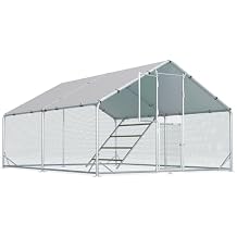 Large Chicken Coop,Metal Chicken Run for Yard with Feeding Door