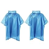Fayemint 2 Piezas Poncho de Lluvia Azul, Poncho Reutilizable, Multifuncional Chubasquero, para Trekking, Senderismo, Camping al Aire Libre (Azul)