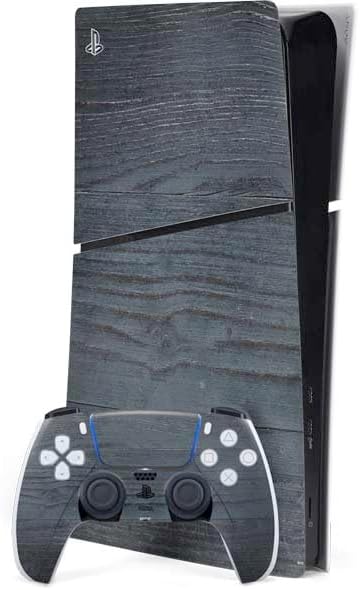 Skinit Decal Gaming Skin Compatible with PS5 Slim Digital Edition Bundle - Charcoal Wood Design