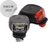 Discountershop Fietsverlichting LED voorlicht en achterlicht siliconen set 2X - hardloop verlichting - fietslampje kinderen - waterdicht - wit & rood