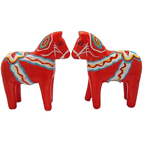 Suédois Dala cheval Salière et poivrière Rouge Cover