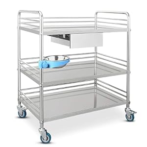 Mttxy 21072 Wózek Serwujący Stalowy Trzypiętrowy